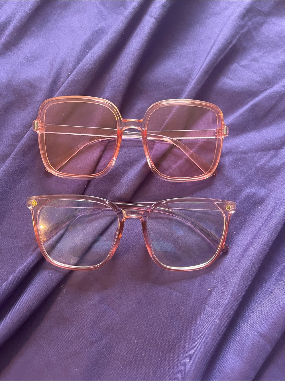 Transparent Pink Square & Rounded Frame Glasses - Stylish Women's Accessories